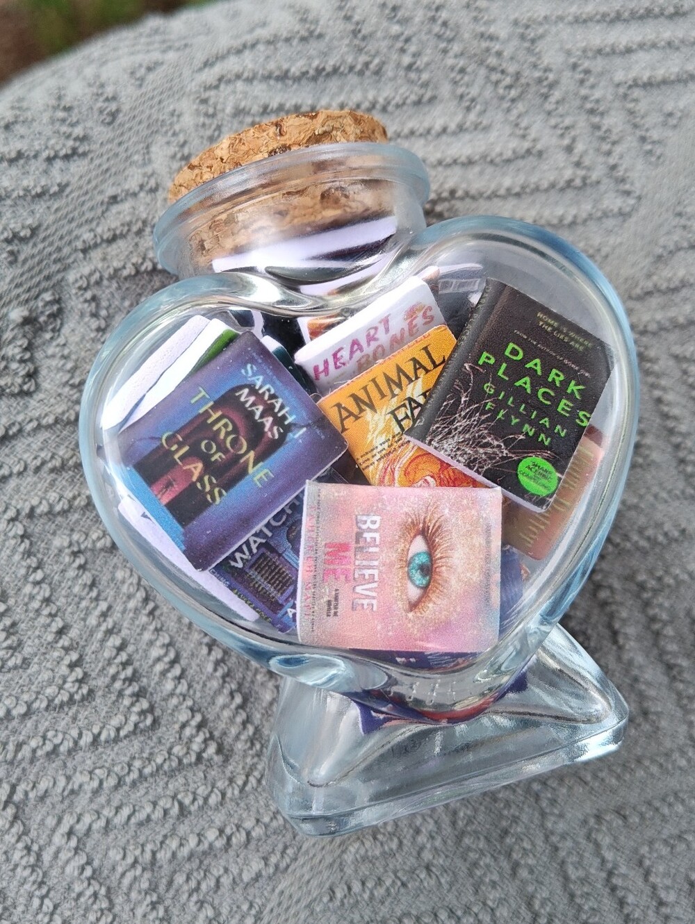 Whimsical Heart Book Jar 50+ Miniature Books